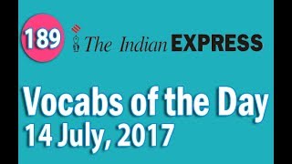 The Indian Express Vocabulary 14 July 2017  Learn 10 New Words with Tricks  Day189 [upl. by Barclay]