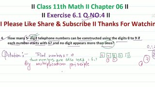 Class 11th  Exercise 61 QNo 04  Permutations and Combinations  maths NCERT solutions  CBSE [upl. by Loferski]