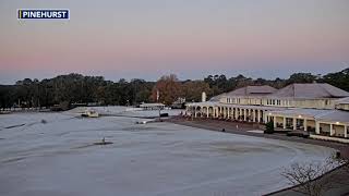 Sun rises over snowcoated Pinehurst No 2 course [upl. by Nioe]