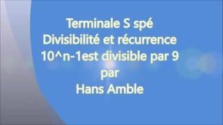 Terminale maths expert  9 divise 10n1  Récurrence et divisibilité  classique [upl. by Deanne758]