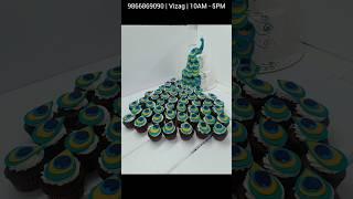 Peacock Theme cake for the first time in India made with cake and cupcakes isnt it amazing 😍 [upl. by Johnsten]