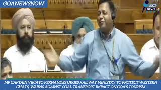 MP VIRIATO FERNANDES URGES RAILWAY MINISTRY TO PROTECT WESTERN GHATS WARNS AGAINST COAL [upl. by Ehlke729]