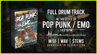 FULL DRUM TRACK IN THE STYLE OF POP PUNK  EMO 143BPM [upl. by Rausch563]