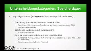 Psychologie  Gedächtnis  Ultrakurzzeitgedächtnis Arbeitsgedächtnis Langzeitgedächtnis [upl. by Leffert]