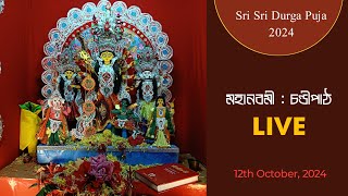 মহানবমী  চণ্ডীপাঠ  LIVE  Cardboard Durga Puja 2024  Sayans art zone [upl. by Durrett]