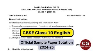 CBSE Class 10 English Official Sample Paper 202425  Full Solution amp Top Tips [upl. by Alexandre]