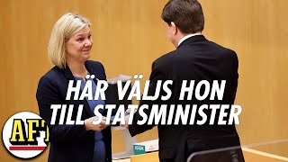 Här väljs Magdalena Andersson till statsminister i riksdagen [upl. by Sanchez103]