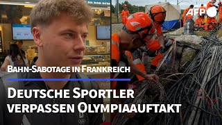 BahnSabotage Deutsche Sportler verpassen OlympiaEröffnung in Paris  AFP [upl. by Ennaul988]