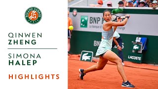 Qinwen Zheng vs Simona Halep  Round 2 Highlights I RolandGarros 2022 [upl. by Annadroj]