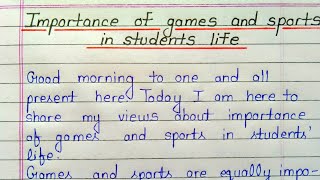 Importance of games and sports in students life speech [upl. by Kciv763]