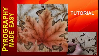 Wood Burning For Beginners – Fall Maple Leaves  pyrography tutorial plus adding color [upl. by Mendoza]