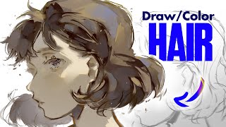 How to Draw amp Color HAIR  HUION Kamvas 22 Plus [upl. by Ajram727]