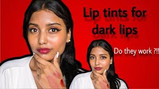 Lip tints for dark lips  Longlasting lip tints on dark lips  faceshop  etude house  Tutumitha [upl. by Charley]