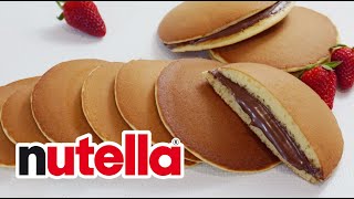 Dorayaki Recipe  Japanese street food  filled with Nutella [upl. by Rajewski]