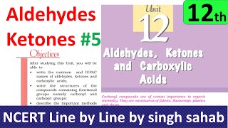 12th chemistry Aldehyde ketone carboxylic acid chapter12 class12 organic NCERT IIT JEE Mains NEET 5 [upl. by Drake]