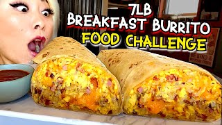 7LB BREAKFAST BURRITO FOOD CHALLENGE at Mojos Eatery in Salida CO RainaisCrazy RainaHuang [upl. by Leihcey]