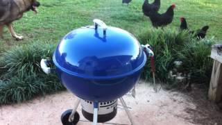 Grilled Chicken on the Blue Weber Kettle one touch gold 225quot grill [upl. by Duomham100]