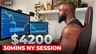 LIVE TRADING 4200 In 30MINS Trading The New York Session [upl. by Akemeuwkuhc]