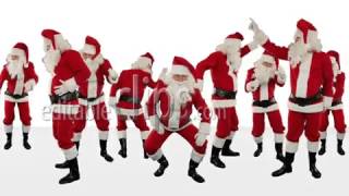 Bunch of Santa Claus Dancing Against White Christmas Holiday Background [upl. by Ardelia]