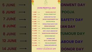 June Festivals 2024  Festival List 2024  Hindu Festivals June 2024  Hindu Calendar App  Tithi [upl. by Almeeta]