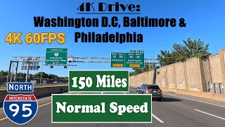 4K Drive Washington DC Baltimore amp Philadelphia I 95 North Interstate 95 North Virginia [upl. by Luella624]