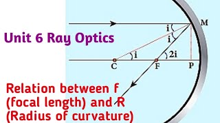 Relation between f focal length amp R Radius of curvature Ray Optics  12 Physics Samacheer kalvi [upl. by Lahcar843]