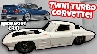 V8 HONDA CRX WIDE BODY KIT IS IN FINISHING THE 1963 CORVETTE TWIN TURBO ROD BUDGET BUILD [upl. by Hayarahs]