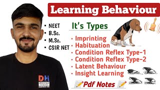 Learning Behaviour In Animals  Learning Behaviour amp Its Types  Ethology  By Dadhich Sir [upl. by Coussoule]