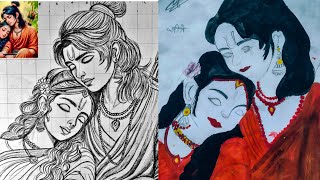 how to draw lord Ram with Sita maa simple drawing pencil drawing Sita maa with ram [upl. by Sonya]