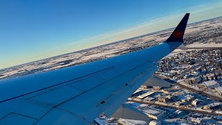 4K – Snowy Edmonton Takeoff – Air Canada – Boeing 7378 Max – YEG – CFSIQ – SCS 1242 [upl. by Nathalia]