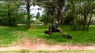 quotThe Bugequot Electric off road GoKart test run over a jump  bent rear shock mount [upl. by Ryun791]