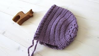 How to crochet a puff stitch flower baby bonnet  hat [upl. by Ennairrac628]