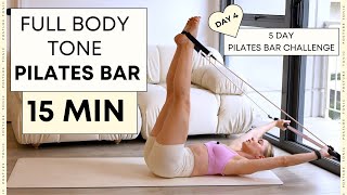 15 MIN PILATES BAR WORKOUT full body toning for glutes abs posture arms  Day 4 [upl. by Ramyaj]