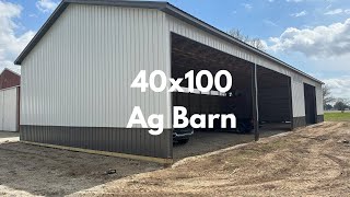 40x100 16’ pole barn shop Go inside with 3ply and 4ply laminated columns ✔️ [upl. by Garek]