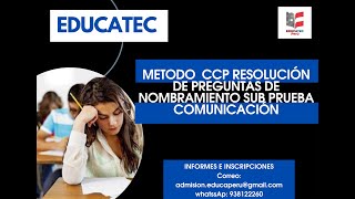 MÉTODO RESOLUCIÓN DE PREGUNTAS NOMBRAMIENTO SUB PRUEBA COMUNICACIÓN [upl. by Alleuol]