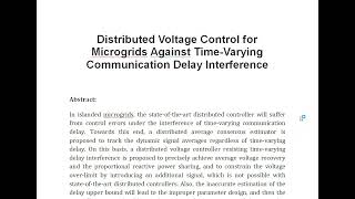 Distributed Voltage Control for Microgrids Against Time Varying Communication Delay Interference [upl. by Linneman]