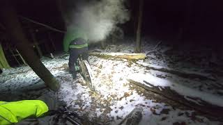 Cycling at night on ice and snow on a steep trail not my fastest descent [upl. by Nahsab]