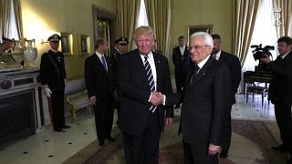 Trump al Quirinale la stretta di mano con Mattarella [upl. by Animahs521]