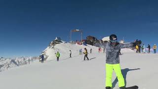 Snowboarding Zermatt Switzerland  Cervinia Italy  Mountains and Glaciers [upl. by Nogras]