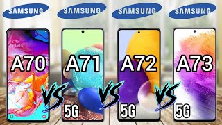 Samsung Galaxy A73 5G Vs Galaxy A72 5G Vs A71 5G Vs A70  Full Comparison 2022 [upl. by Ateekram]