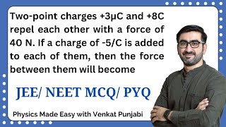 Twopoint charges 3µC and 8C repel each other with a force of 40 N  PYQs  MCQs [upl. by Amyaj]