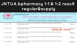 JNTUA result 11 and 12 regular supply  bpharmacy 2024ResultRush [upl. by Tolley697]