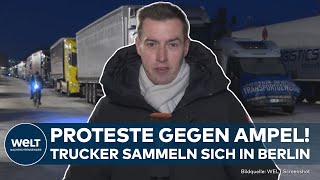 TRUCKERPROTEST Hunderte Spediteure sammeln sich am Brandenburger Tor Wut und Frust über Ampel [upl. by Nicholas19]