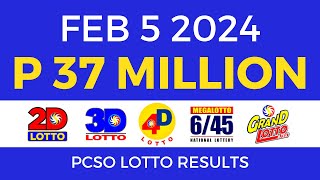 Lotto Result February 5 2024 9pm PCSO [upl. by Lemert]