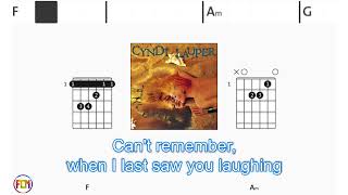 CINDY LAUPER True colors FCN GUITAR CHORDS amp LYRICS [upl. by Itsa]