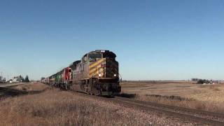 Eastbound KCS Grain Train with ACe Leader West of Postville IA [upl. by Leviralc]