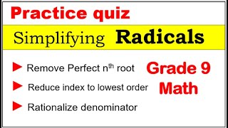 Math 9 Practice quiz about simplifying radicals radicals math9 howtosimplify simplifyradicals [upl. by Truelove]