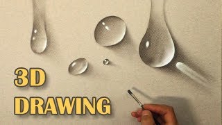 Drawing of water drops Life Like DRAWING How To Paint hyperrealistic 3D [upl. by Lananna353]