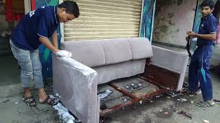 Sofa cleaning  with sofa come bed  cleaning sofa [upl. by Revell]