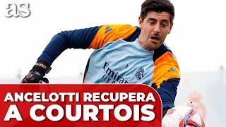 ENTRENAMIENTO del REAL MADRID ANCELOTTI recupera a COURTOIS [upl. by Hsinam]